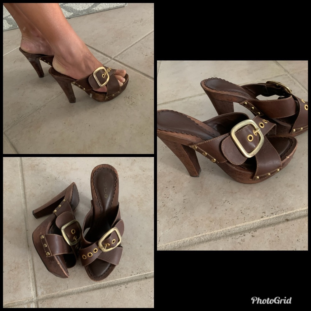Bebe Wooden Platform Heels